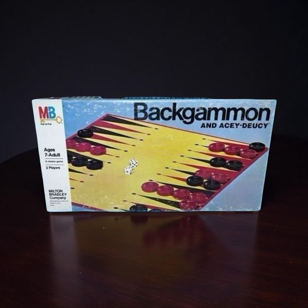 Vinyage 1973 Milton Bradley Backgammon and Acey-Deucy Board Game COMPLETE